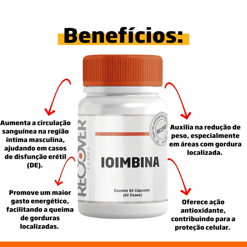 Ioimbina em cápsulas indicada para suporte ao emagrecimento